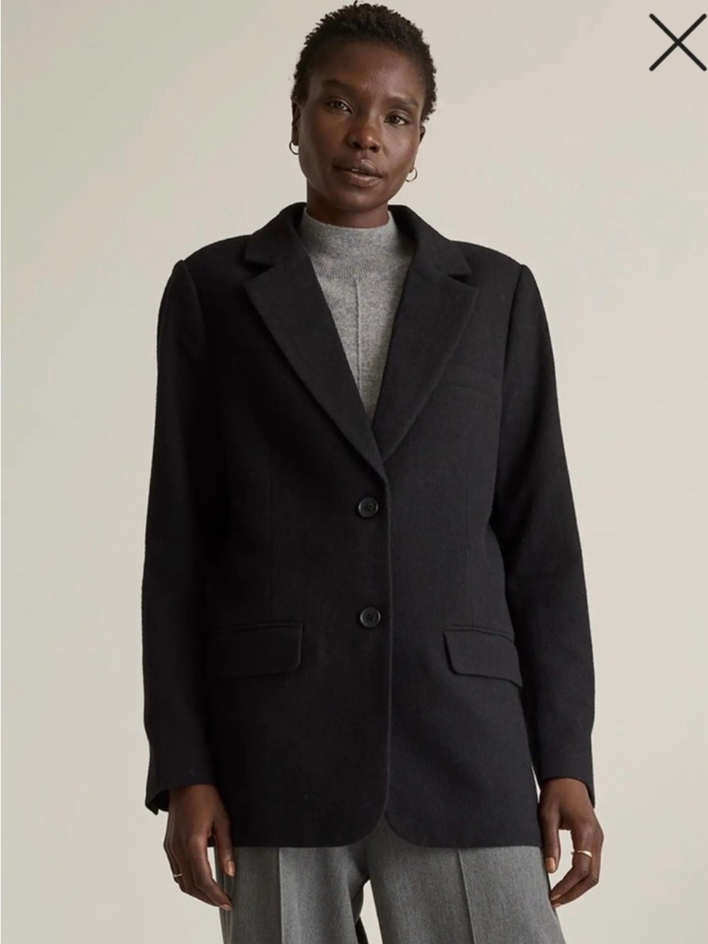 Quince Black Two-Button Tailored Blazer